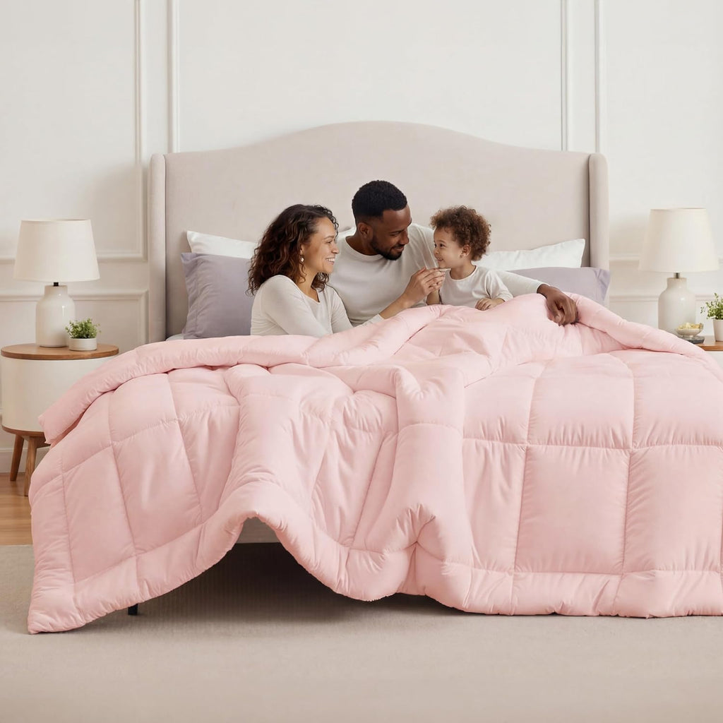 Bedsure Comforter Duvet Insert - Oversized King Size All-Season Down Alternative Bedding, Pink 116 x 98 Inches