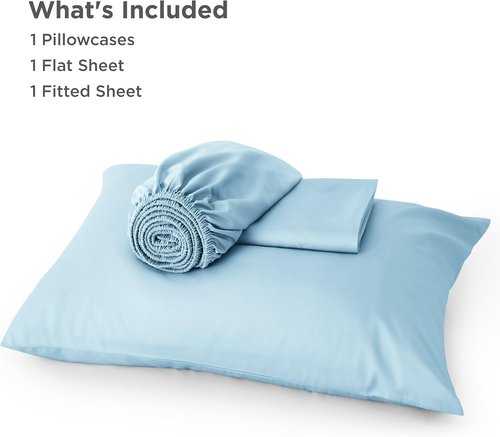 Bedsure Cooling Twin Sheets - Rayon from Bamboo, Breathable & Soft, Deep Pocket Up to 16 Inches, Aqua