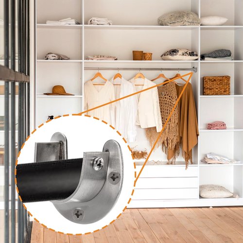 Coloch 16 Pack Stainless Steel Closet Pole Sockets, 1-1/4 Inch Closet Rod Support U-Shaped Curtain Rod Holders Flange Set Rods Holder with Screws