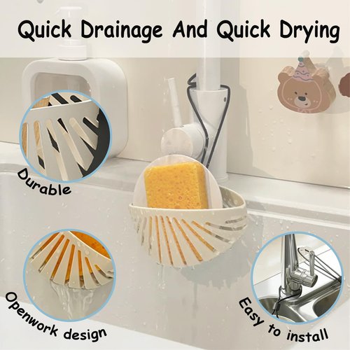 Dancepanda Sponge Holder for Kitchen Sink Suction,Kitchen Sink Organizer Caddy Holder,Dish Sponge Holder