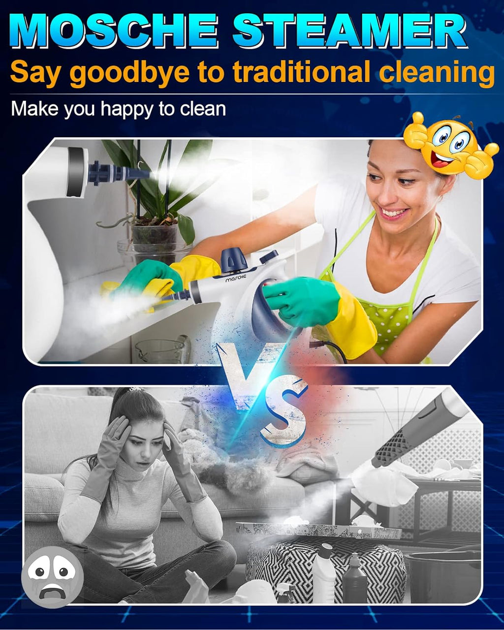 Skiennix Handheld Steam Cleaner - Multi-Surface Pressurized Steamer with 11-Piece Accessory Set