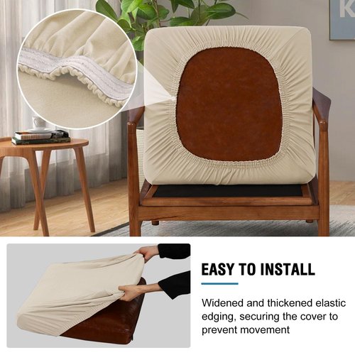 H.VERSAILTEX Chair Slip Covers with Arms 2 Piece Sofa Covers Super Stretch Cushion Covers for Modern Living Room Chair Soft Accent Chair Cover(Seat Cushion Cover Plus Back Cushion Cover, Ivory)