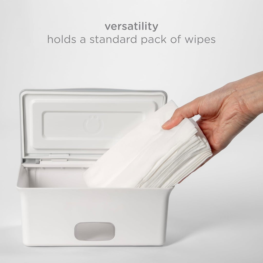 Ubbi Baby Wipes Dispenser - Keeps Wipes Fresh With Weighted Plate & Non-Slip Feet | Gray