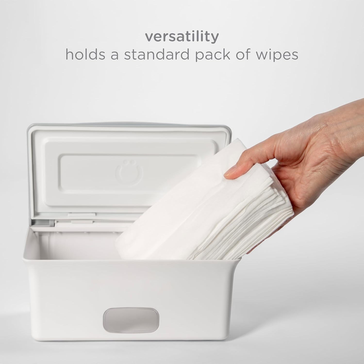 Ubbi Baby Wipes Dispenser - Keeps Wipes Fresh With Weighted Plate & Non-Slip Feet | Gray