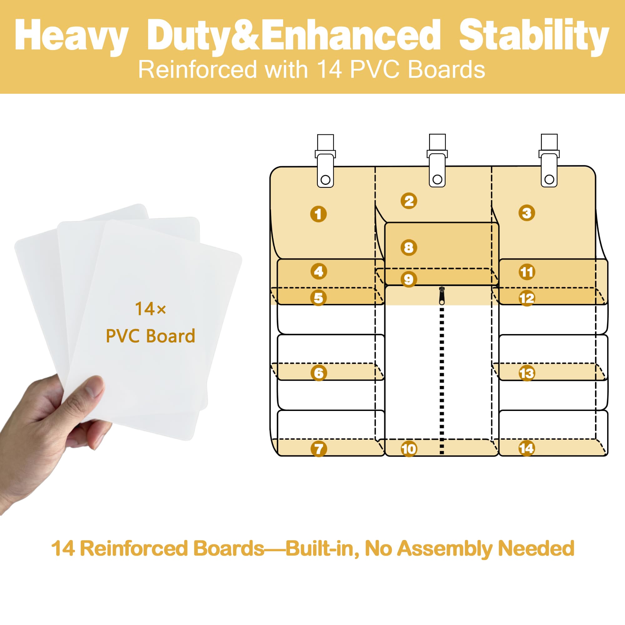 Funyoo Baby Hanging Diaper Organizer for Changing Table and Crib - Holds 70+ Diapers & Essentials, Heavy Duty Stacker Storage for Playard, 22.4" L x 18.1" W x 5.9" H