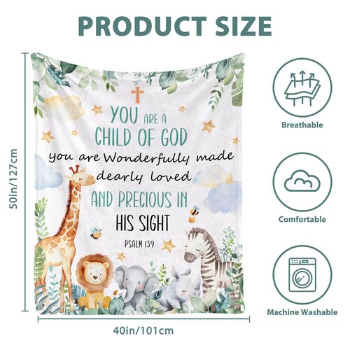 INXENG Baptism Gifts for Boys Catholic - Baptism Blanket for Boys Girl, Christening Gifts for Girls, Christian Gifts for Kids, Girls Baptismal Gift Catholic, Christening Blanket for Kids, 50"x40"