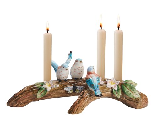 Fitz & Floyd Toulouse Bird Candlestick Holder, 16 Inch, Blue