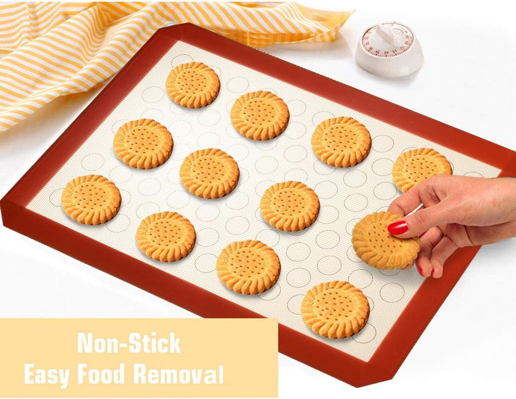 Wildone Baking Sheet Set - Stainless Steel Cookie Pan with Silicone Mats | 16 x 12 Inch, Set of 4