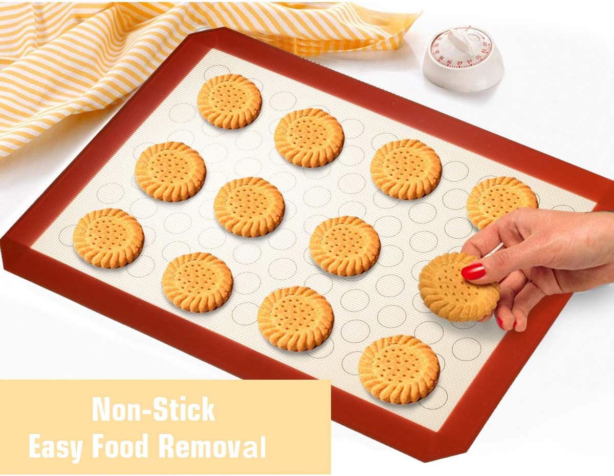 Wildone Baking Sheet Set - Stainless Steel Cookie Pan with Silicone Mats | 16 x 12 Inch, Set of 4