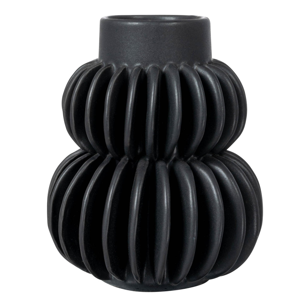 Bloomingville Decorative Pleated Stoneware Vase, Black