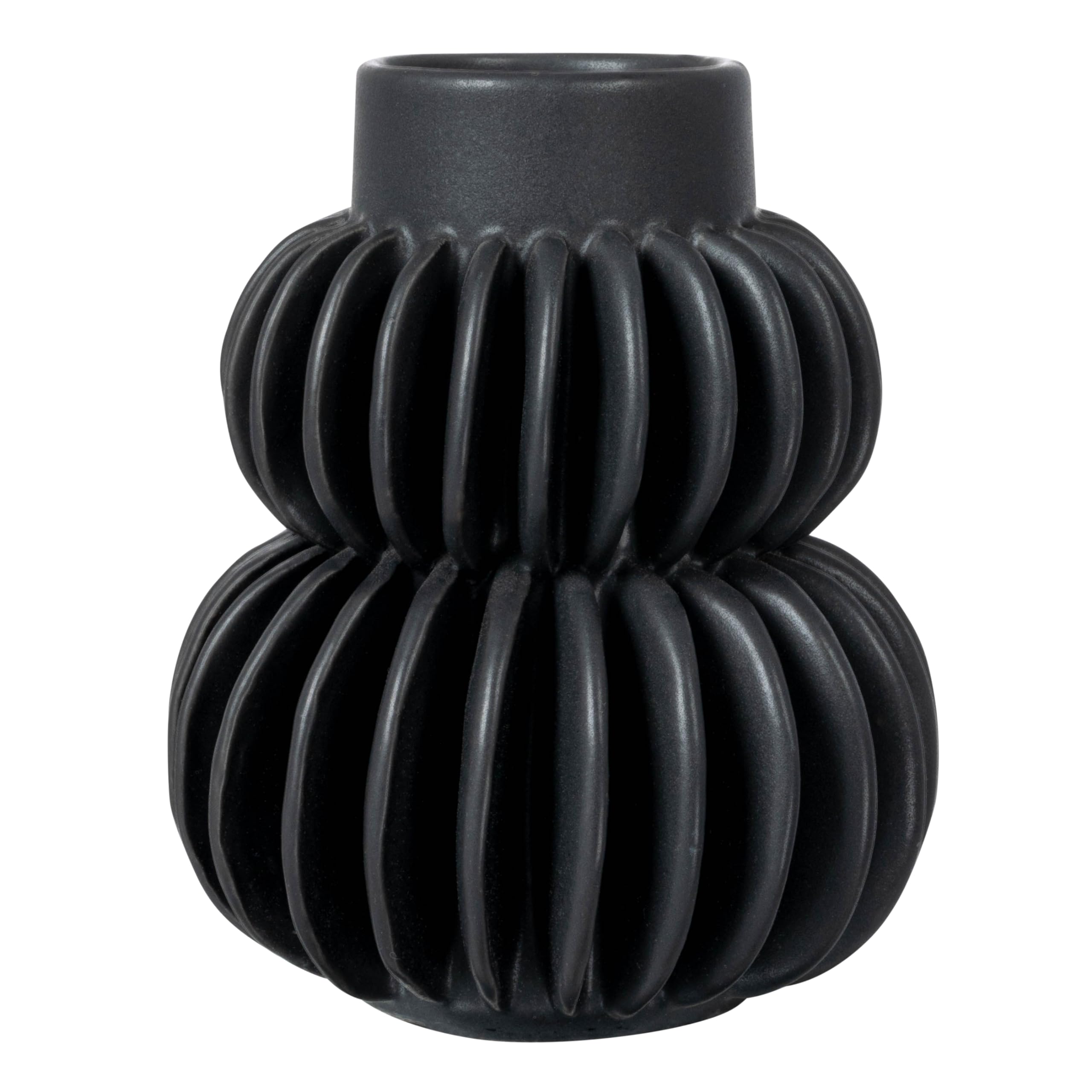 Bloomingville Decorative Pleated Stoneware Vase, Black