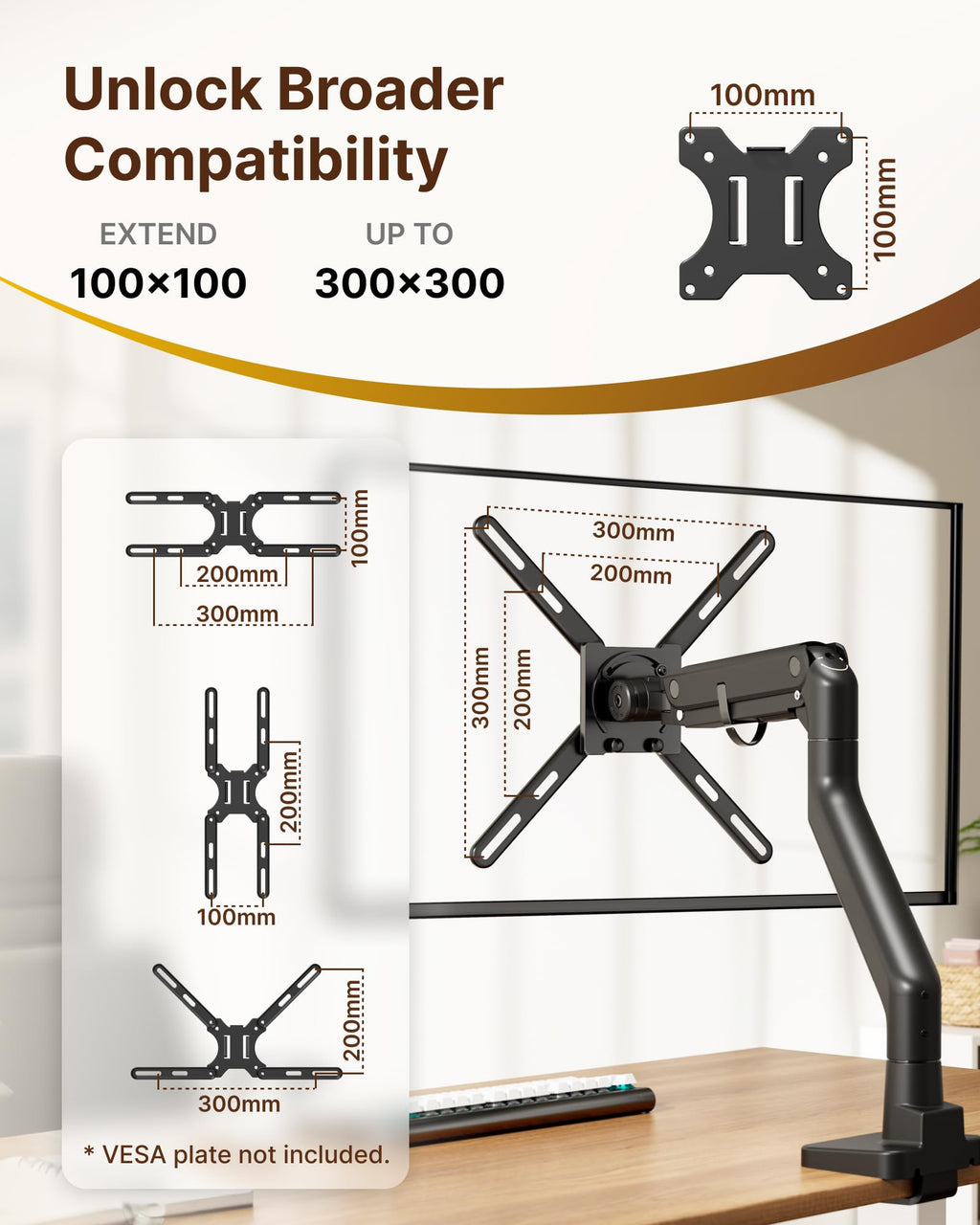 monTEK Steel VESA Mount Adapter Kit, Universal Extension Bracket Fits 32"-55" LCD LED TVs up to 66lbs, Conversion Kit Expands VESA Holes to 300x300 & 400x400, Includes 52 Mounting Hardware