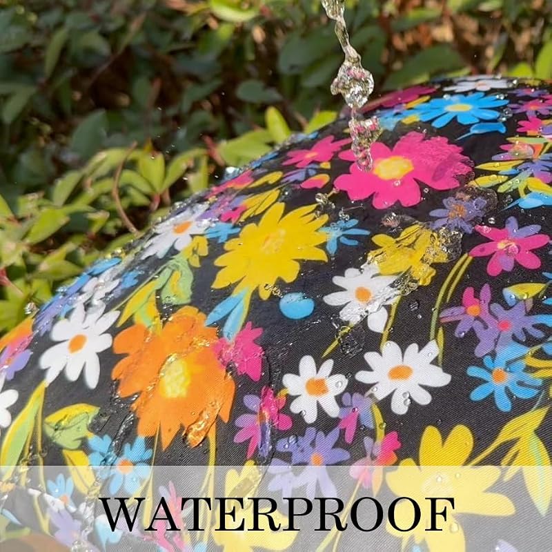 ONWAY Black Outdoor Floral Pillow Covers 18x18 Inch Waterproof Set of 2