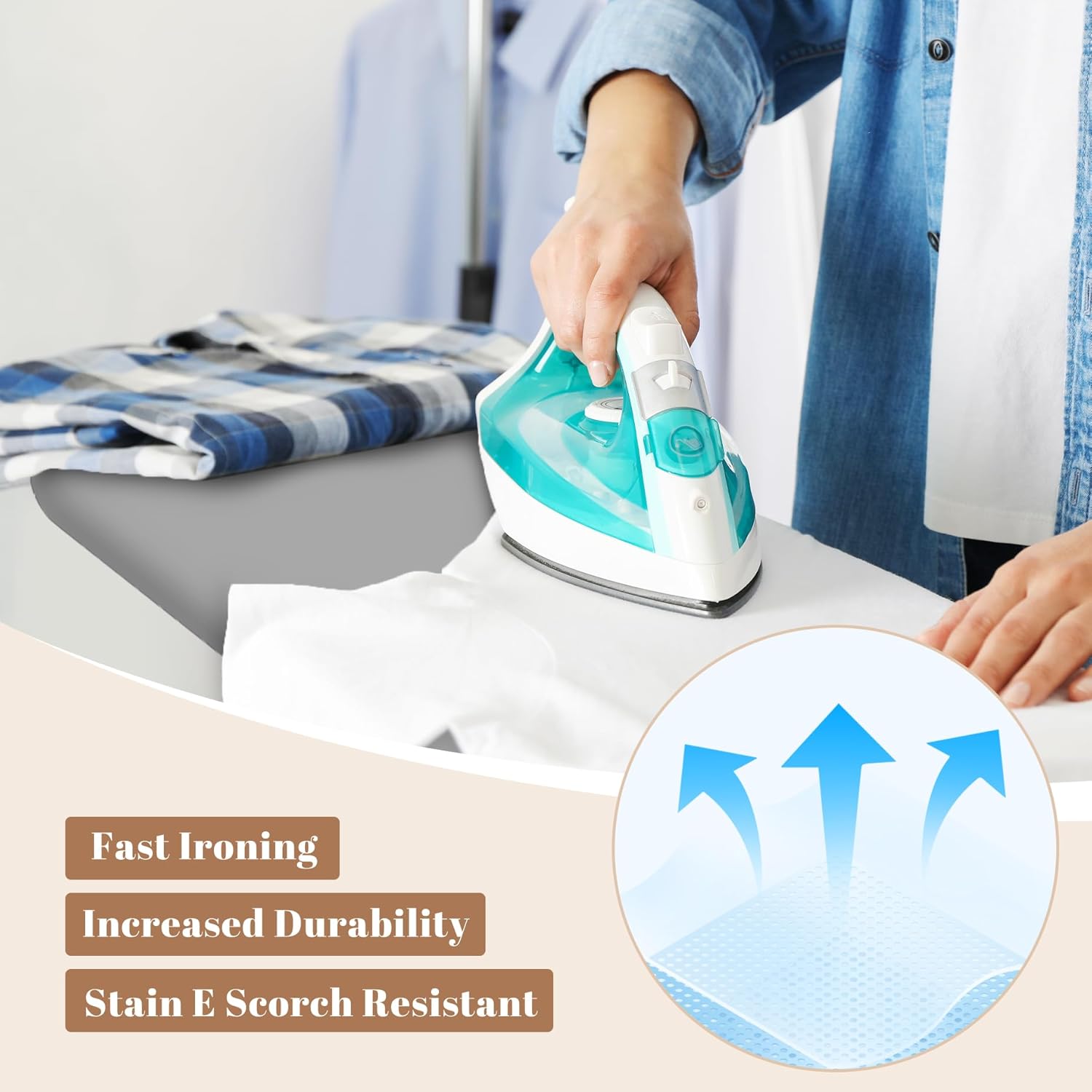 Skiennix Ironing Board - Compact Space Saver with Extra Thick Padding | 13 x 43 Inches, Grey