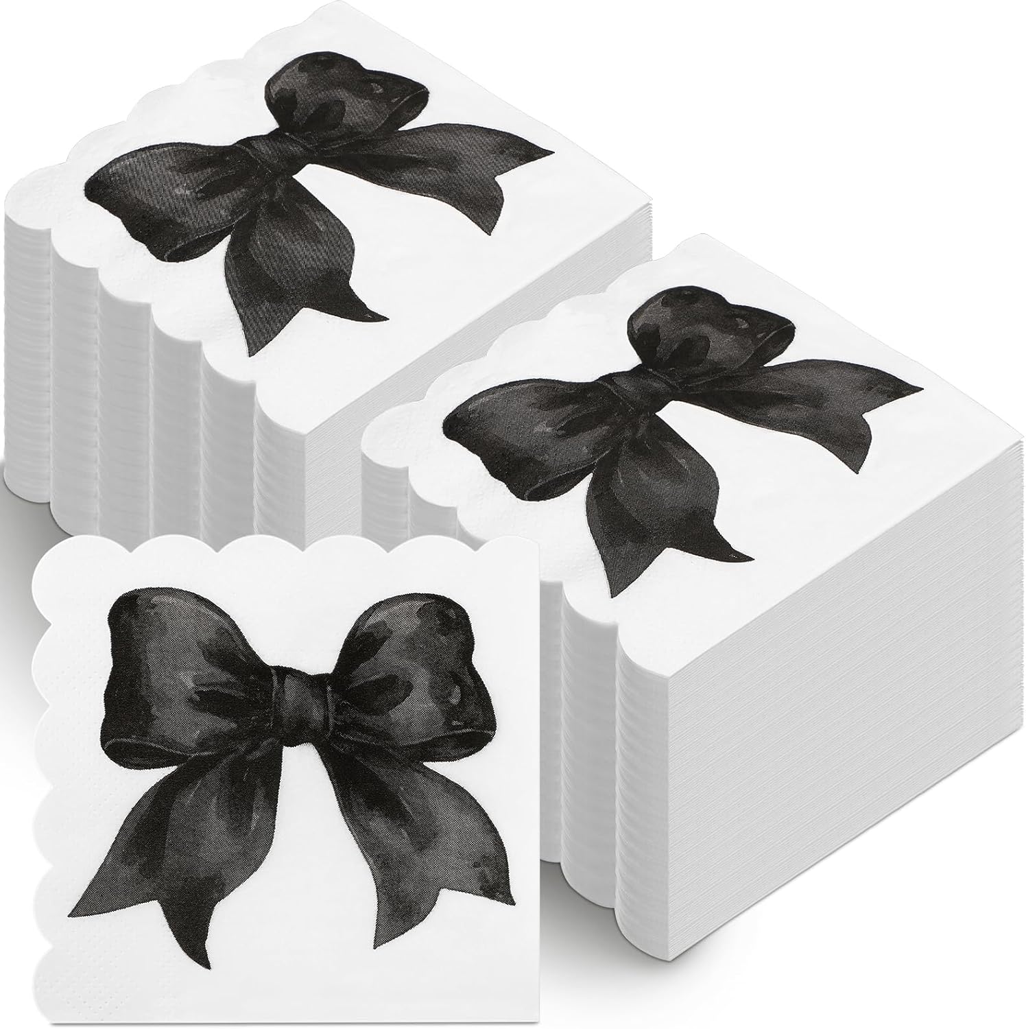 Skyygemm Black Bow Napkins - 150 Pcs Disposable Party Supplies for Bachelorette & Bridal Showers