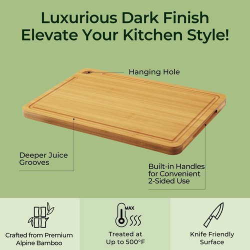 Keechee 4-Pcs Natural Wood Cutting Board Set Kitchen Tools with Juice Groove, Wooden Chopping Board for Meat, Fruit, Vegetables & Cheese (Pre Oiled, Natural)