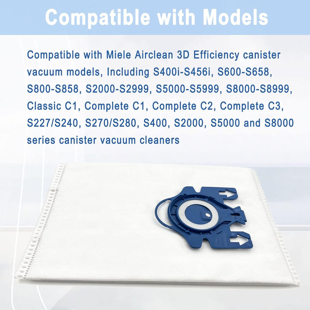 Miele 16-Pack AirClean 3D GN Vacuum Cleaner Bags - Compatible with Classic C1, Complete C1-C3 & More