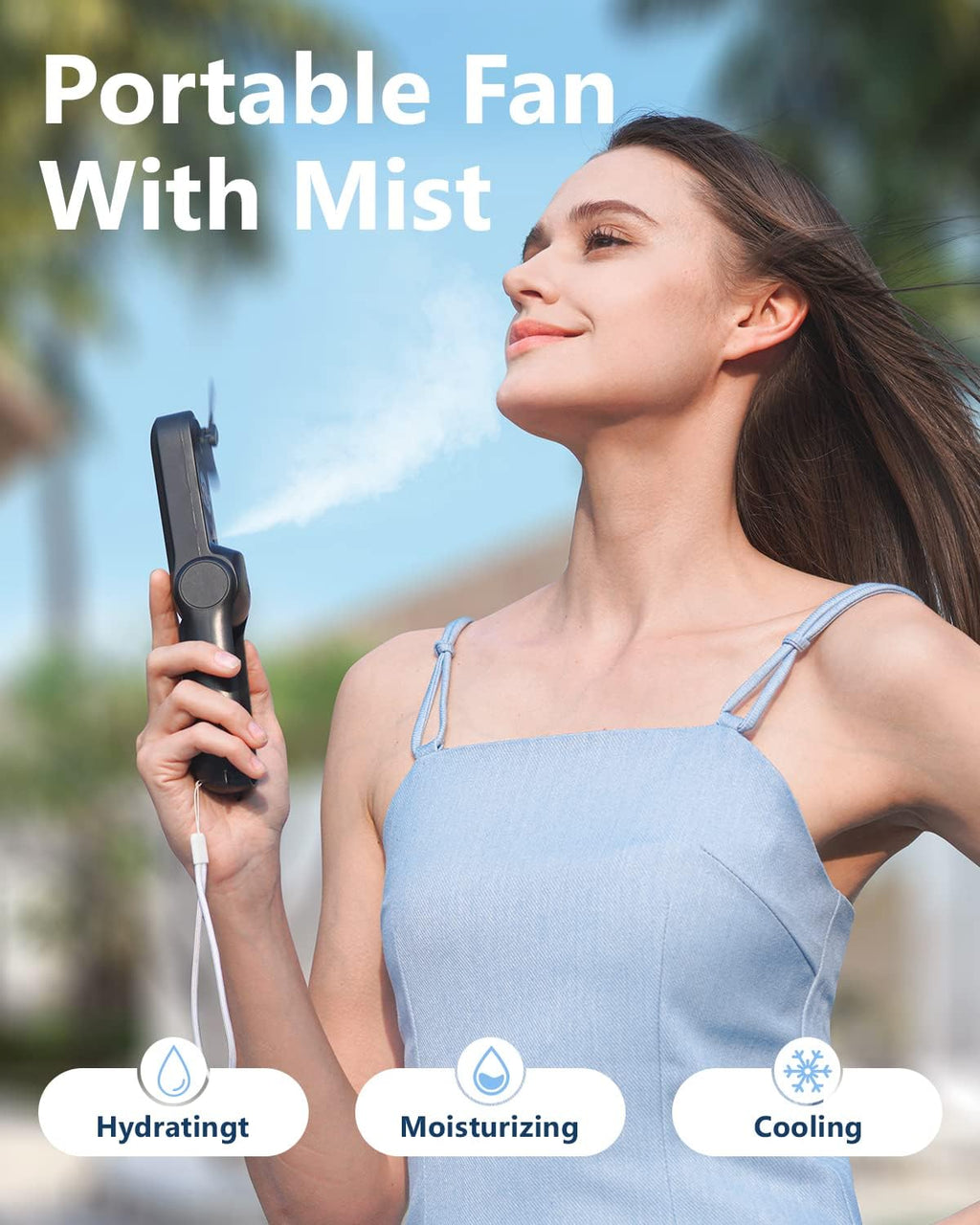 Sweetfull Portable Misting Fan - Rechargeable Handheld Mini Water Mister for Travel & Outdoors | Black