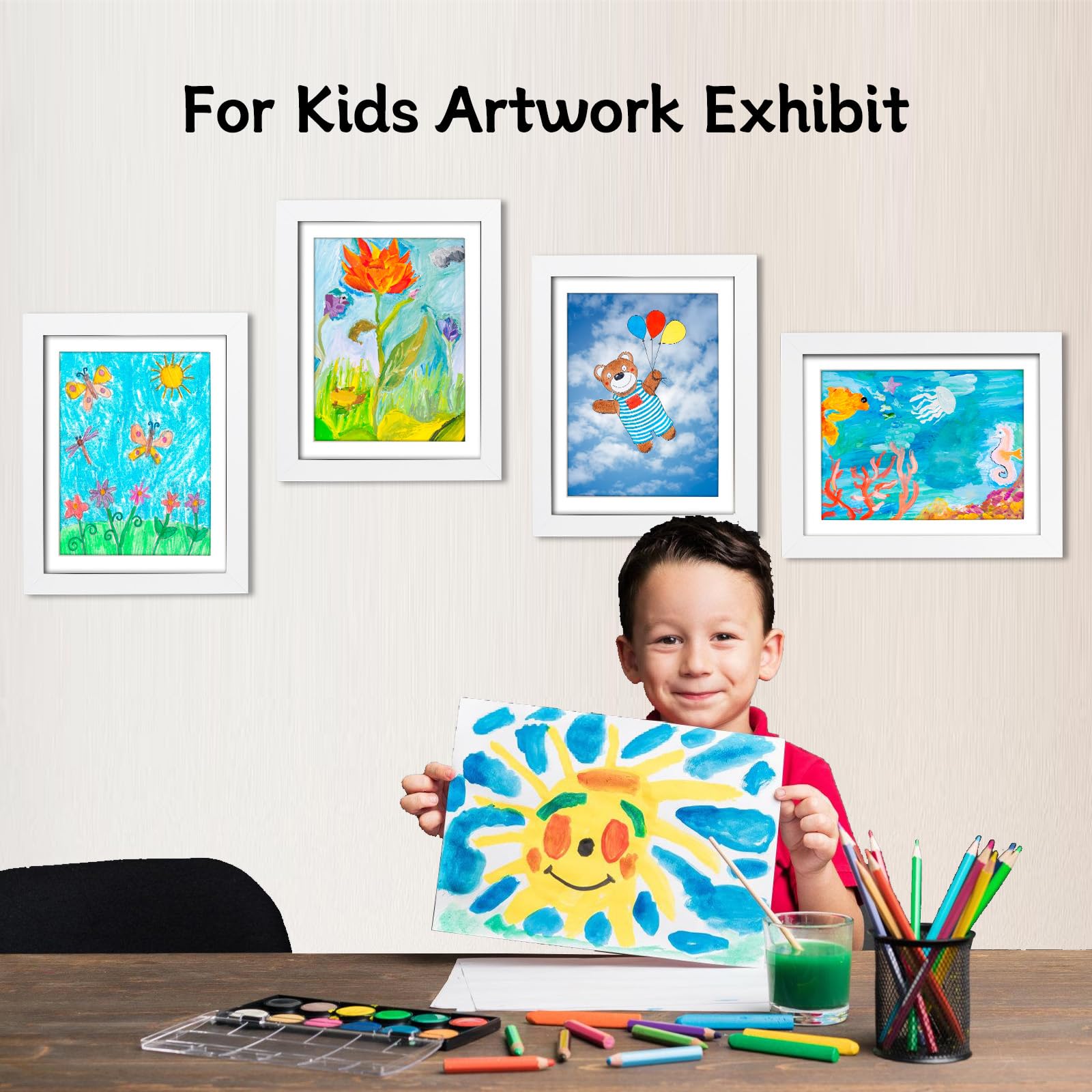 wesellcan 2Pack Kids Artwork Frames Changeable -Kids Art Frame,Kids Art Frames Front Opening Holds 150,8.5x11 White Rows Childrens Art Frame for Storage Kids Art,Picture Frame for Display Kid Art Work