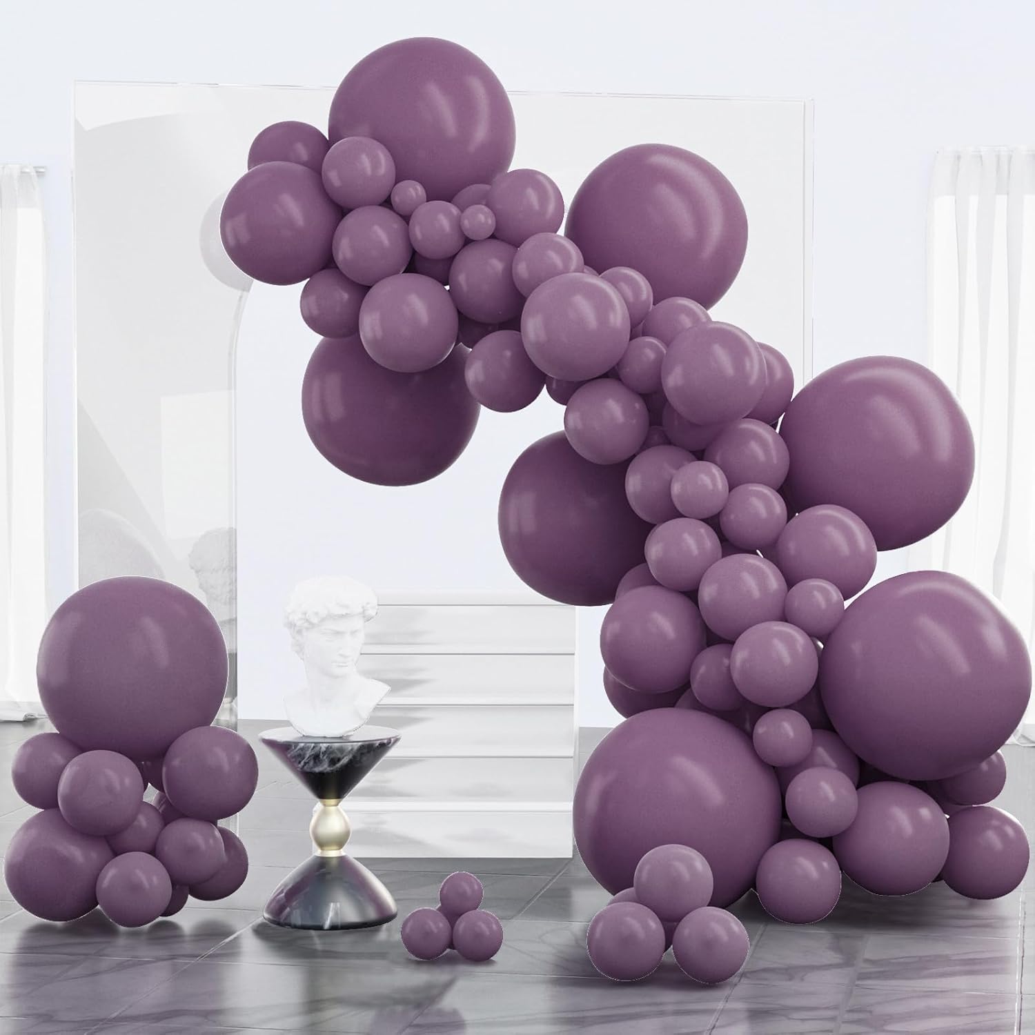 PartyWoo Dusty Purple Balloons - 100 Pcs Latex Helium Balloon Arch Kit | Various Sizes for Baby Shower & Birthday Decor