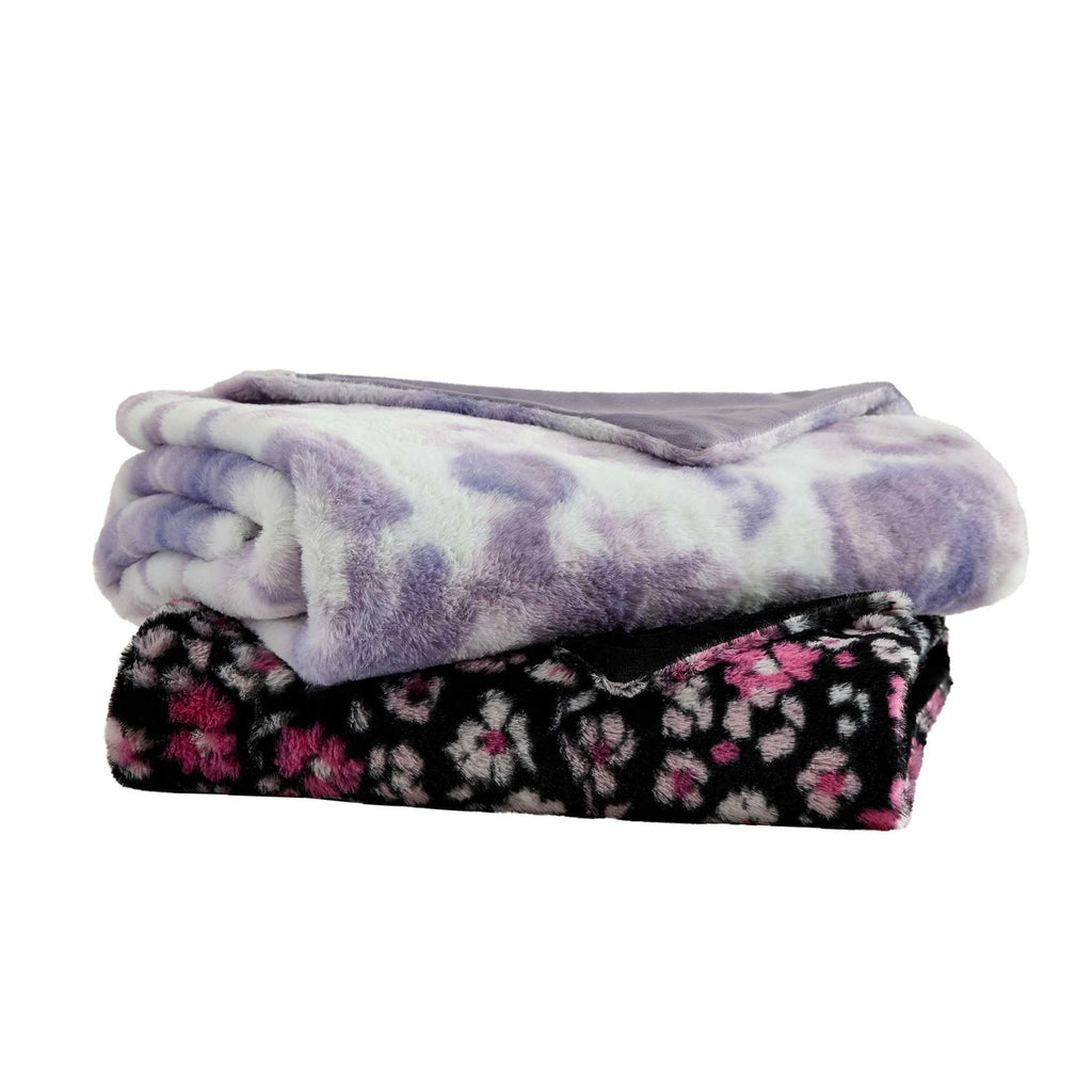 Betsey Johnson - Blanket, Buttery-Soft Faux Fur Throw Blanket for Couch or Bed, Boldly Plush & Oversized Bedding (Leopard Rosettes Black, 50" x 70")