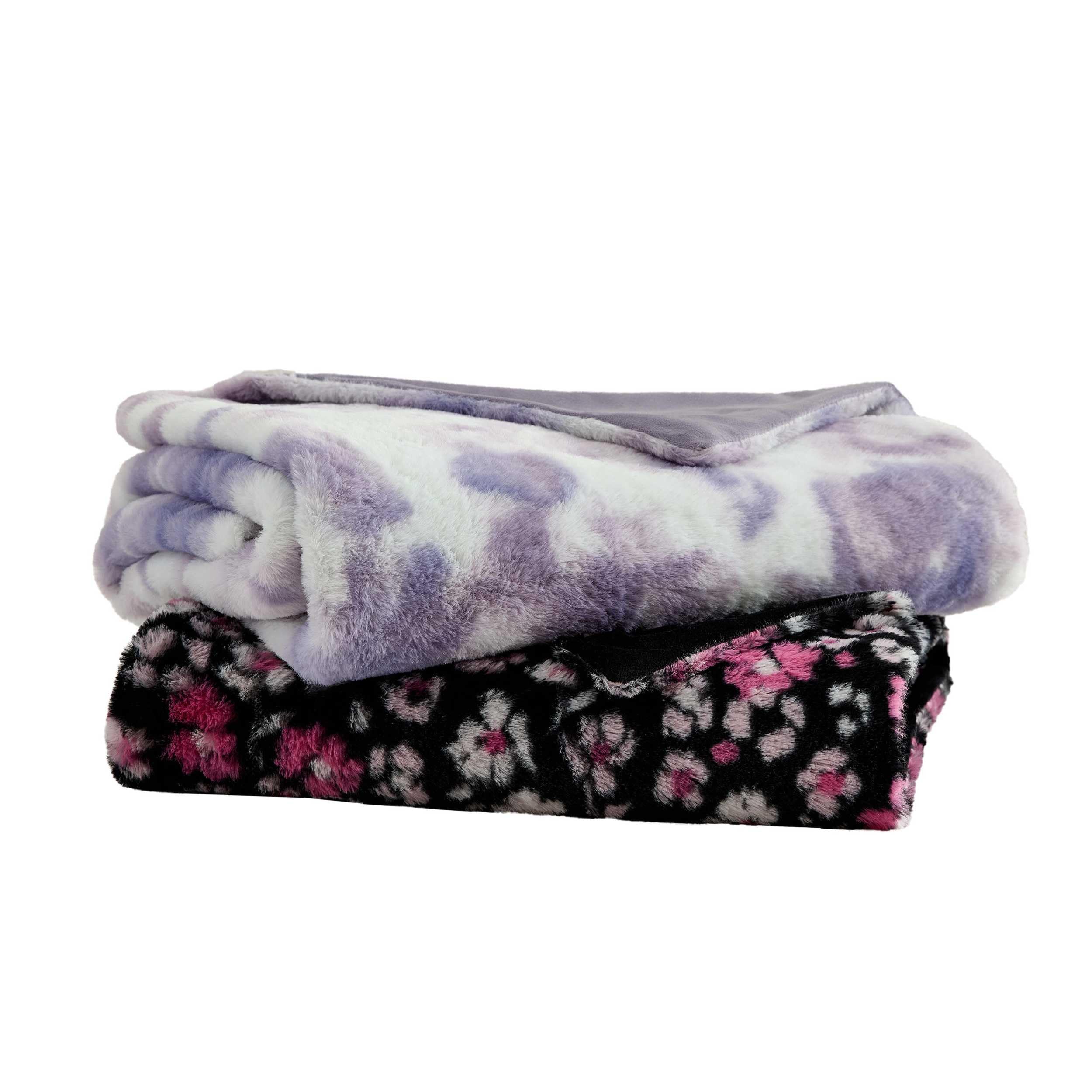 Betsey Johnson - Blanket, Buttery-Soft Faux Fur Throw Blanket for Couch or Bed, Boldly Plush & Oversized Bedding (Leopard Rosettes Black, 50" x 70")