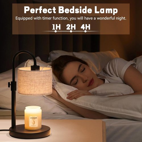 FINCMY Candle Warmer Lamp - Dimmable Wax Warmer with Timer & 2 Bulbs | Stylish Home Decor Gift (Linen-Upgraded)