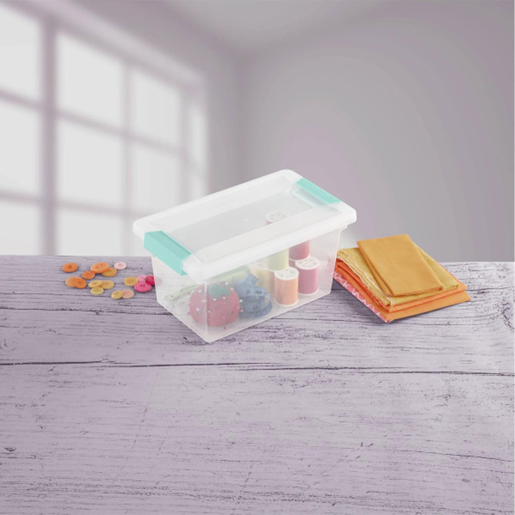 Sterilite 4-Pack Clip Box | Stackable Clear Plastic Bins with Latching Lids - Medium Storage for Crafts & Office Supplies