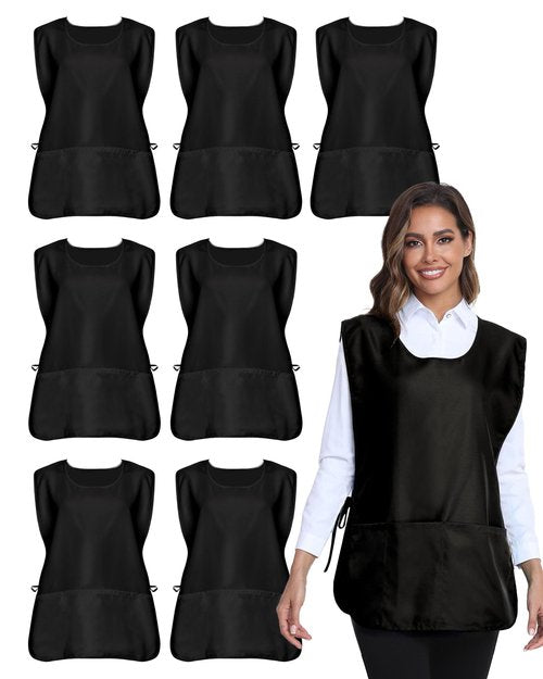 Argstar 7 Pack Unisex Waterproof Cobbler Apron with 3 Pockets for Women/Men, Black