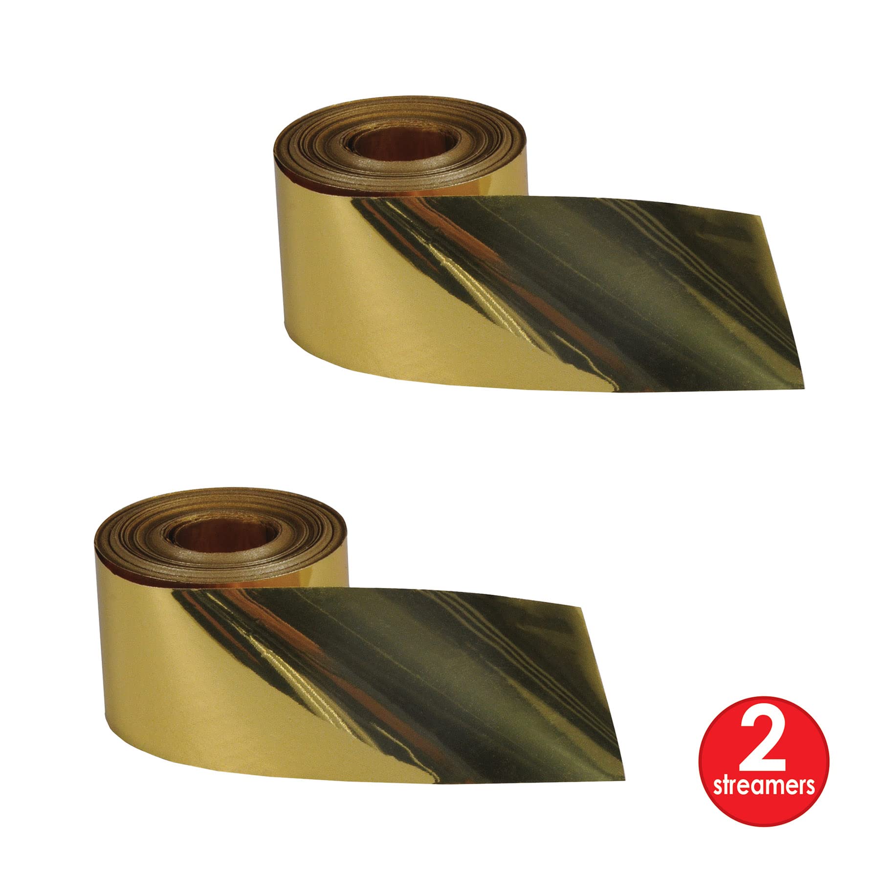 Beistle 2 Piece Indoor Outdoor Metallic Plastic Birthday Streamers For Wedding Receptions, Graduation Parties, New Year's Eve Decorations
