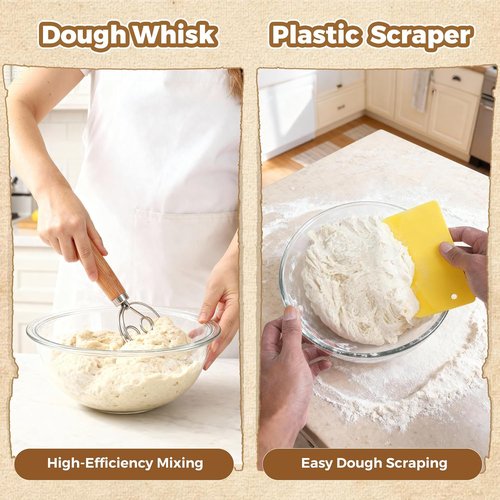 Complete Bread Proofing Basket Kit - All-in-One Sourdough Starter Set with Banneton, Tools & Accessories