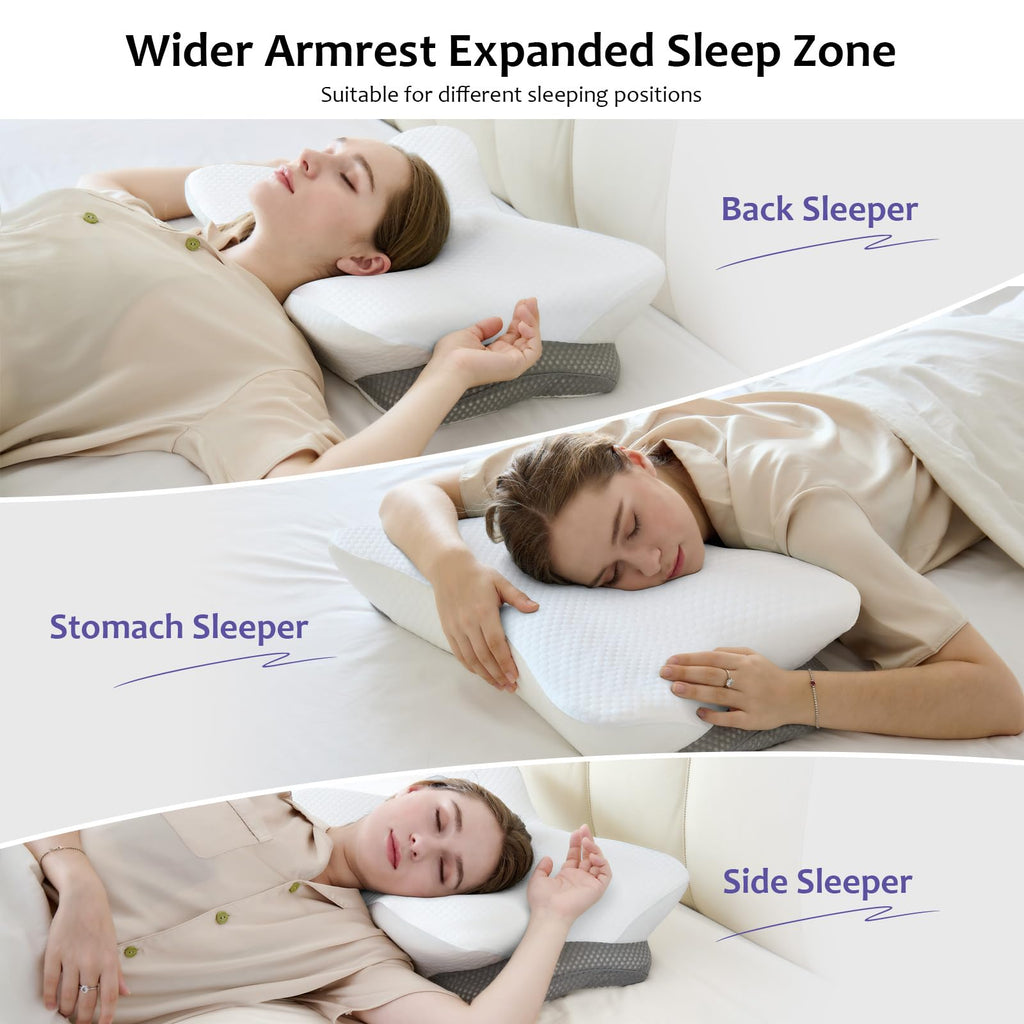 SUBCULTUREPICK Memory Foam Pillows, Cervical Pillow for Neck and Shoulder Pain Relief, Ergonomic Contour Bed Pillow, Soft for Side Sleep Stomach Sleeping and Back Sleeper (White)