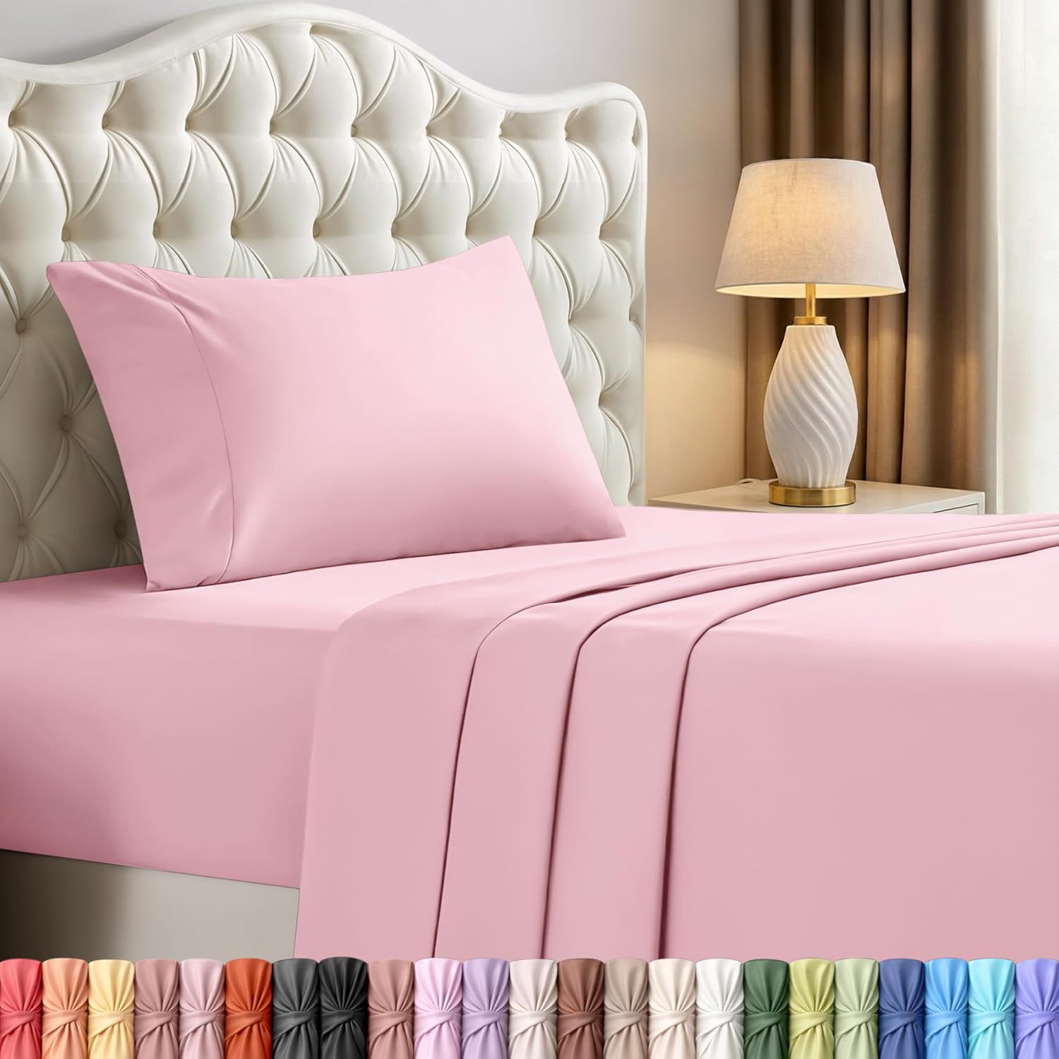 Utopia Bedding Twin Sheet Set - Soft & Breathable Microfiber, 3-Piece in Crystal Pink | Oeko Tex Certified