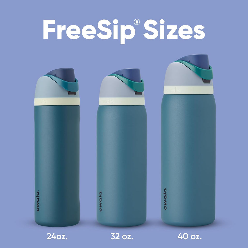 Owala FreeSip Insulated Stainless Steel Water Bottle - BPA-Free, 24 Oz, Denim | Ideal for Travel