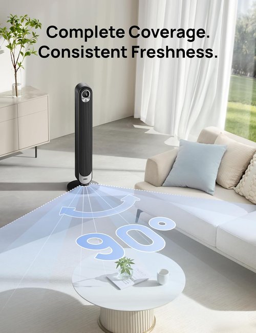 Dreo Smart Tower Fan - WiFi Voice Control Bladeless Oscillating Fan | 6 Speeds, 4 Modes, Remote, 12H Timer