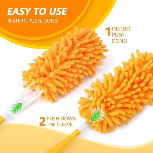 Yicotira Reusable Duster Refill Compatible with Swiffer Duster Kit - Pet Heavy Duty Duster Refills Fit for Swiffer Extended Handle Duster - Microfiber 360 Duster Refills for Dusting Cleaning, 4 Pack