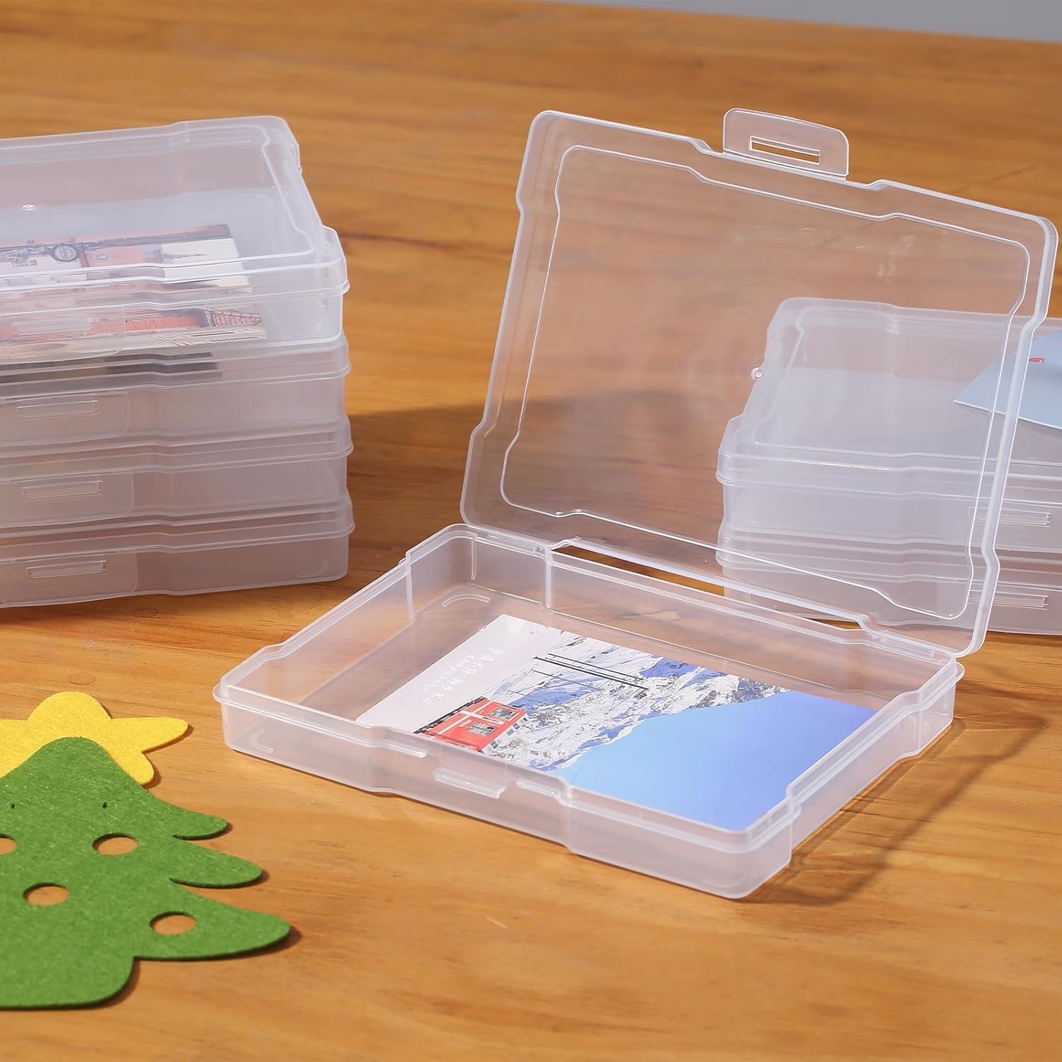Novelinks 12-Pack Clear Photo Storage Boxes - 5"x7" Plastic Organizers with Lids for Cards & Games