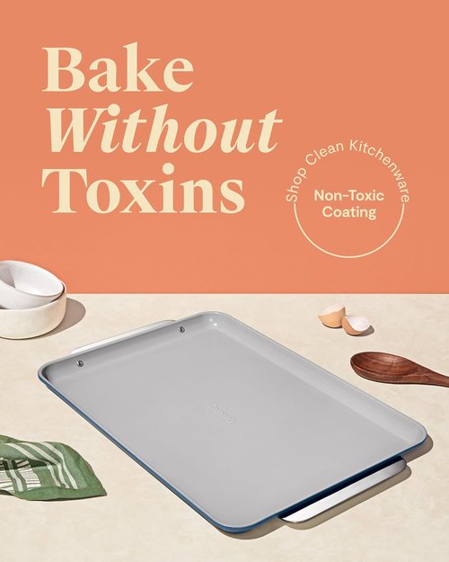Caraway Non-Stick Ceramic Baking Sheet - Non-Toxic, PTFE & PFOA Free - Large 18" x 13" Slate for Baking & Roasting