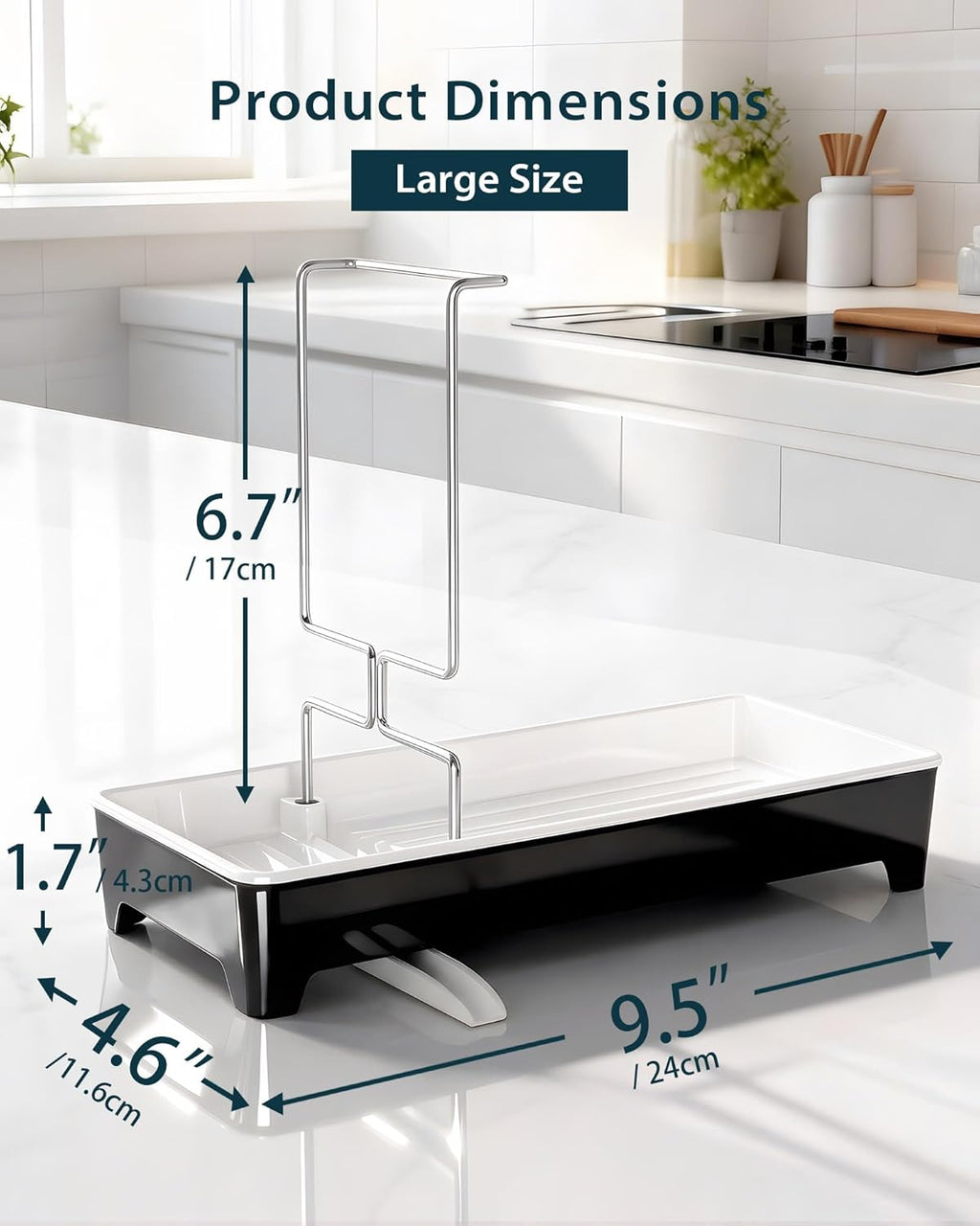 Minimalist Sink Caddy - Rustproof Kitchen Sponge Holder with 304 Stainless Steel Brush Rack | Large Black Design
