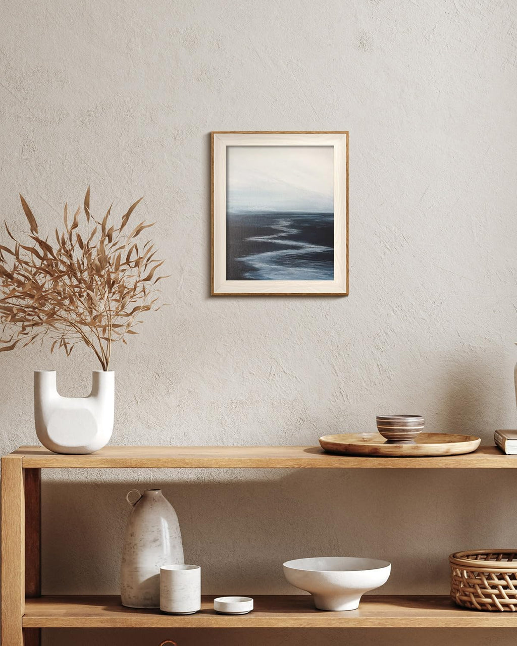 VIYYIEA Framed Wall Art - Abstract River Canvas Print for Living Room | 12L x 10W Landscape Decor
