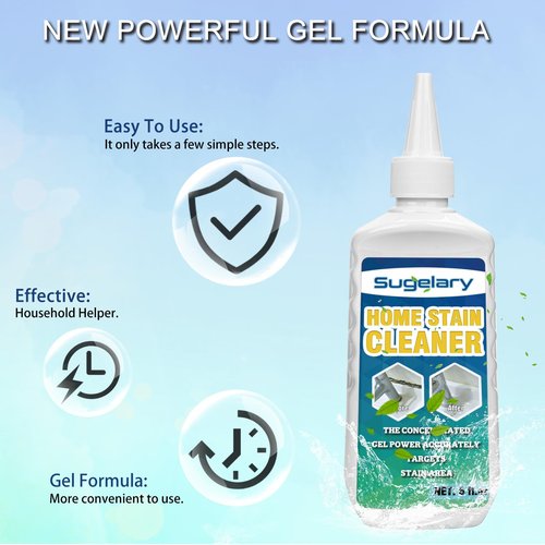 Sugelary Mold Stain Cleaner, 10 Fl oz All-Purpose Gel for Front Loader Seal, Household Cleaner Gel for Bathroom Grout, Sink, Shower, Caulk, Washing Machine Cleaning Solution