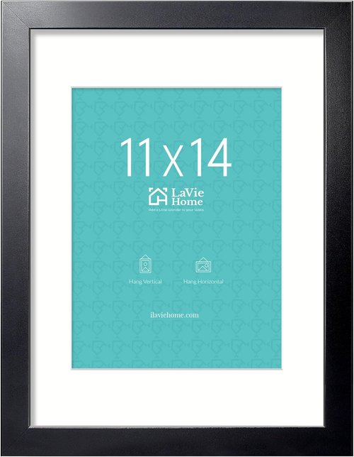 LaVie Home 11x14 Picture Frame - Sturdy Black Frame with Polished Plexiglass | Horizontal & Vertical Display