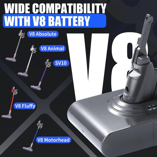 JbyPower V8 Battery Replacement, 4000mAh 21.6V Battery, Compatible with SV10 V8 Animal Absolute Fluffy Motorhead Carbon Fiber Vacuum Cleaner