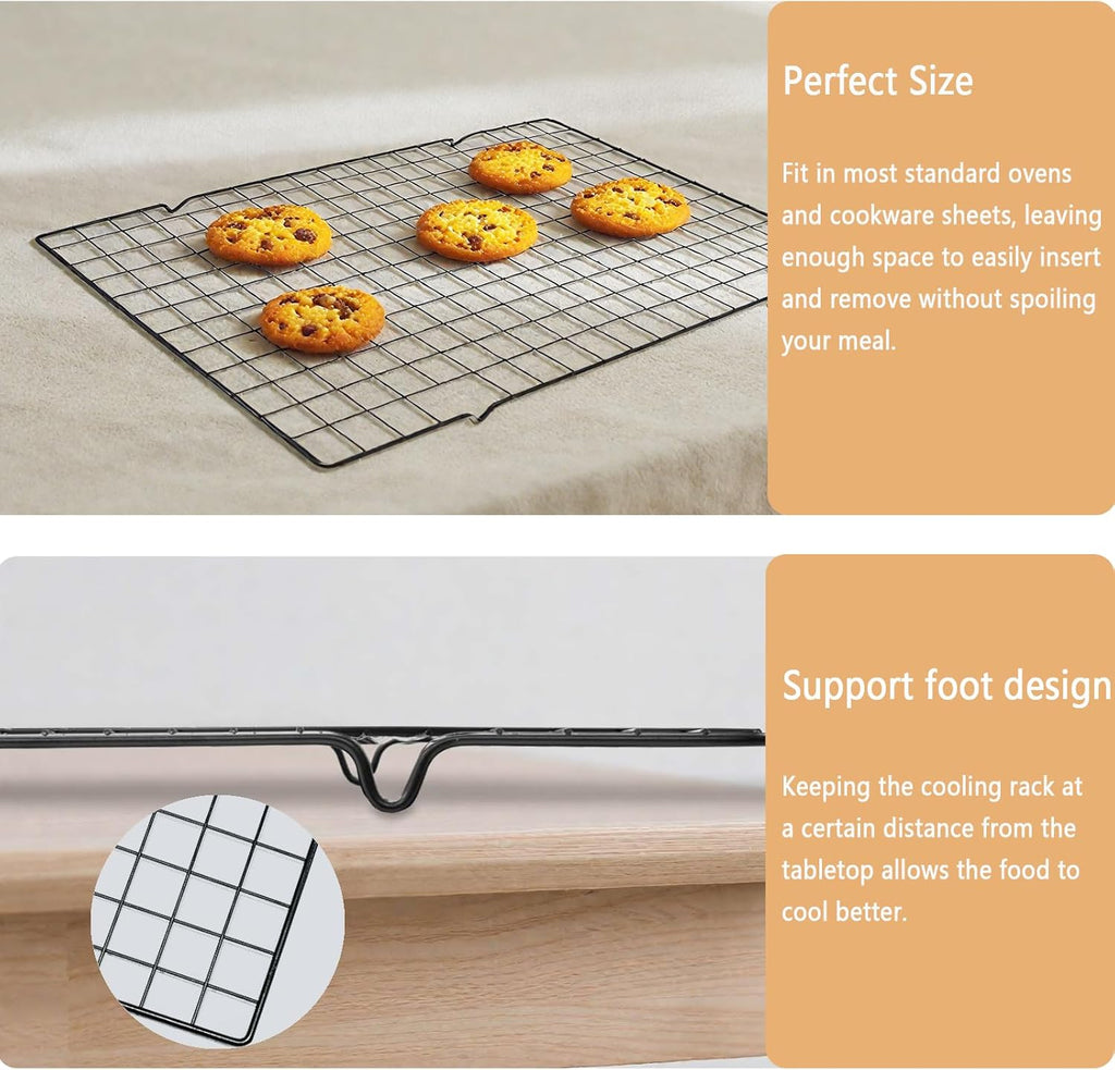 VNIMTI Cooling Rack Set - Oven Safe Cookie Cooling Wire Racks for Baking & Grilling | 16" x 10" Grids