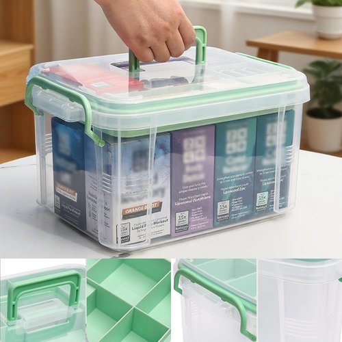 Clear Medicine Organizer by [Brand Name] - 2 Pack Plastic Storage Box for Home & Travel