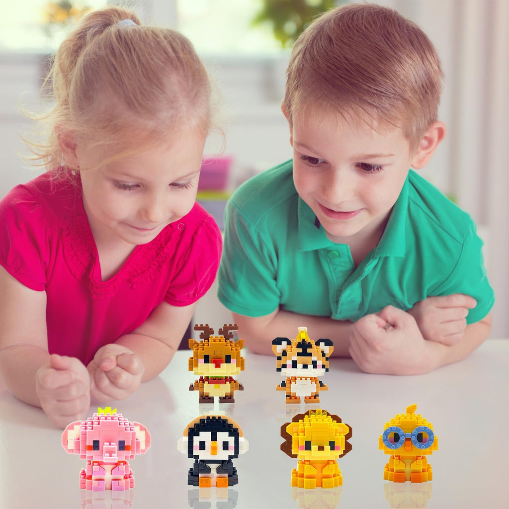 Skiennix Cute Mini Animal Building Blocks - 6 Pack Easter Egg Fillers & Party Favors for Kids 6-12+
