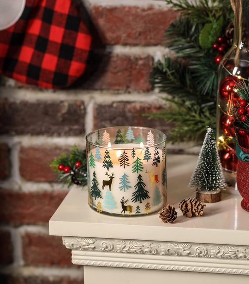 **Pine Scented Candle by Christmas | Large 14oz Winter Candle with 3 Wicks for Cozy Ambiance**
