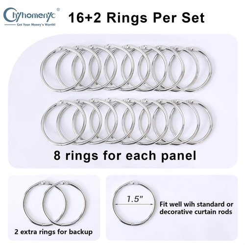 Chyhomenyc Window Blackout Curtain Liners with 18 Rings, Thermal Insulated 100% Blackout Liner for 84 Inch Curtains, Each 50Wx80L, 2 Liners Per Set with 18 Pieces Rings