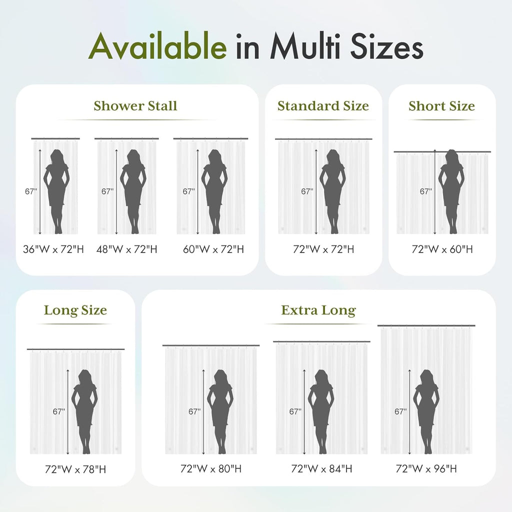 Bathway Heavy Duty Shower Curtain Liner - Waterproof PEVA 72x72 Inches with 12 Rustproof Grommets