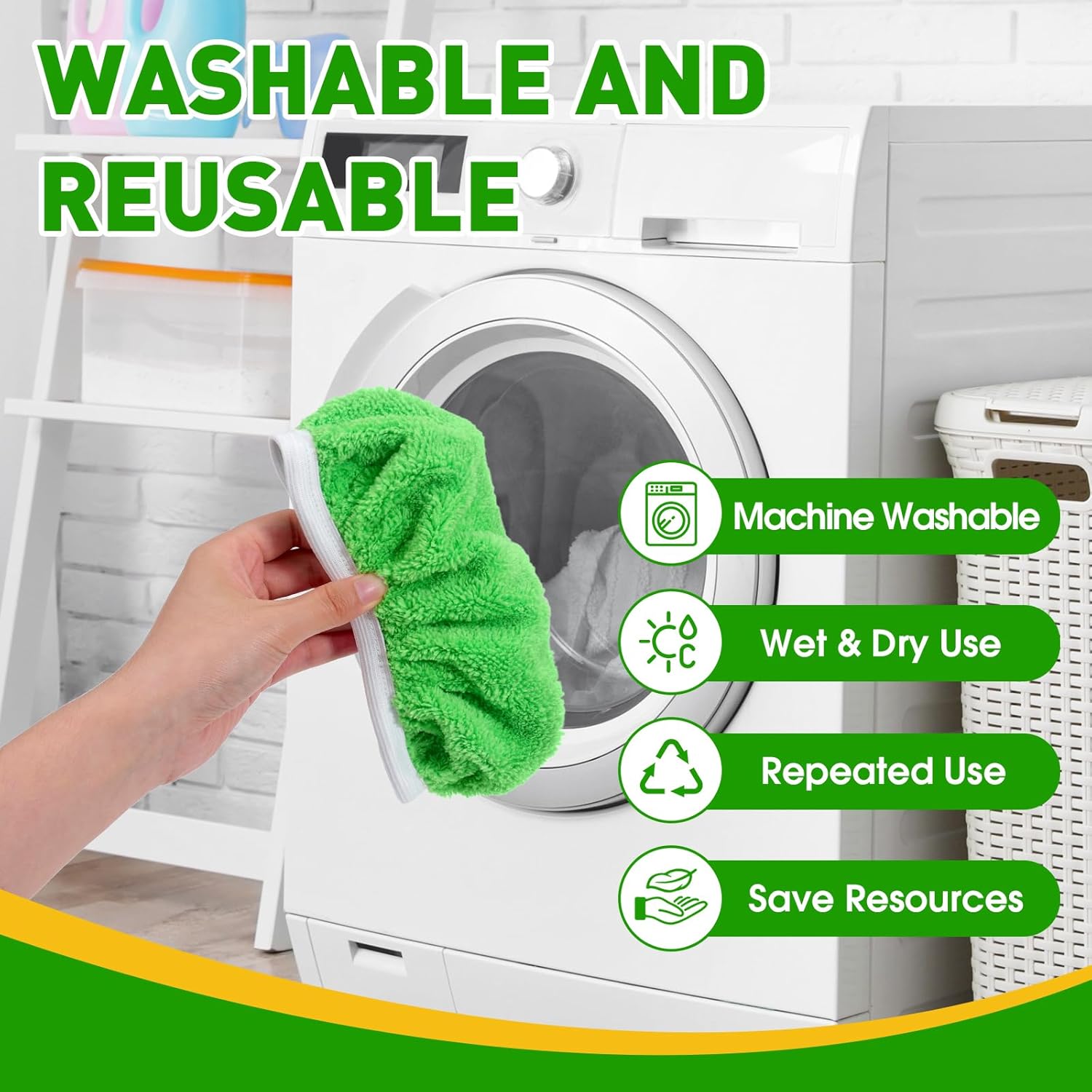 Skiennix 12-Pack Reusable Microfiber Mop Pads - Washable Cloths for Dry & Wet Floor Cleaning
